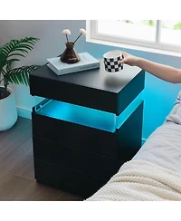 Flynama 4-Drawer Led Nightstand with Rgb Lights