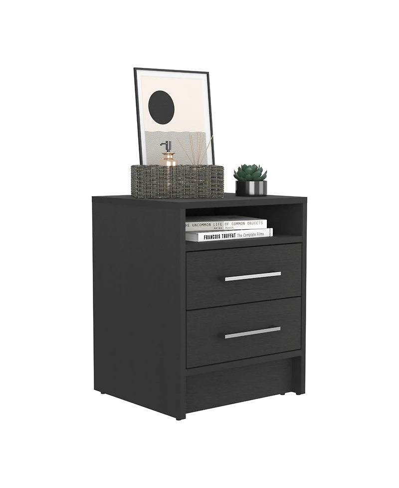 Flynama Nightstand with 2 Drawers and Open Shelf
