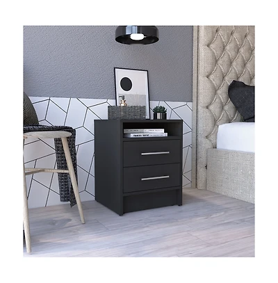 Flynama Nightstand with 2 Drawers and Open Shelf