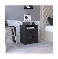 Flynama Nightstand with 2 Drawers and Open Shelf