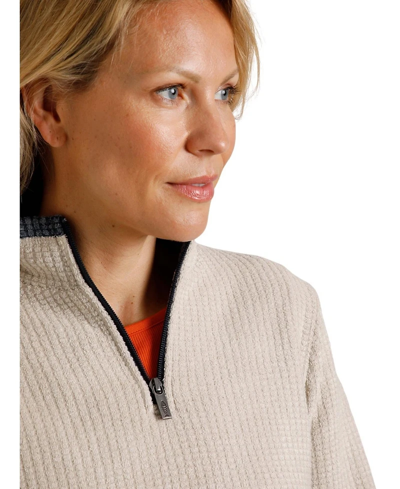 Weird Fish Women's Beye 1/4 Zip Grid Fleece