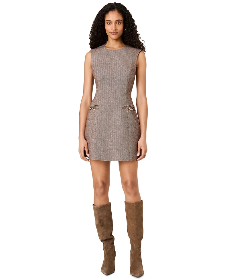 French Connection Women's Herringbone Sleeveless A-Line Mini Dress