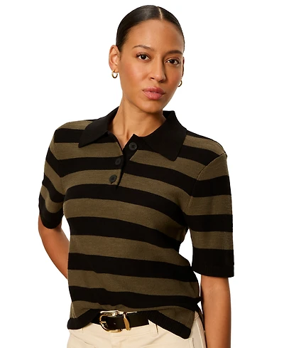 Sanctuary Women's For Keeps Short-Sleeve Striped Polo Sweater