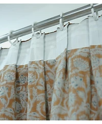 Fabdivine Handcrafted Boho Block Print Two Pleated Pure Linen Curtain