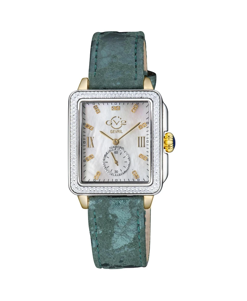 GV2 by Gevril Women's Bari Tortoise Swiss Quartz Italian Leather Strap Diamond Watch