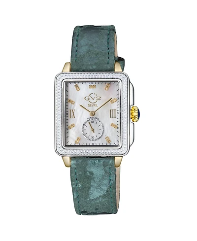 GV2 by Gevril Women's Bari Tortoise Swiss Quartz Italian Leather Strap Diamond Watch