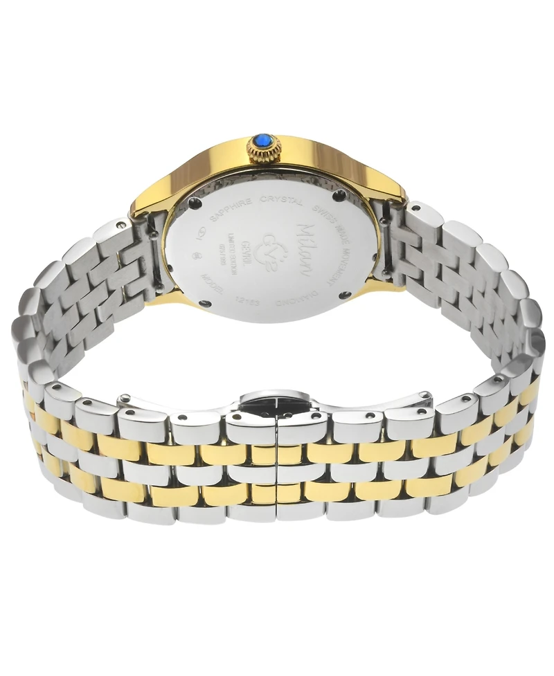 GV2 Women's Milan Swiss Quartz Two toned Ss Ipyg Stainless Steel Bracelet Diamond Watch