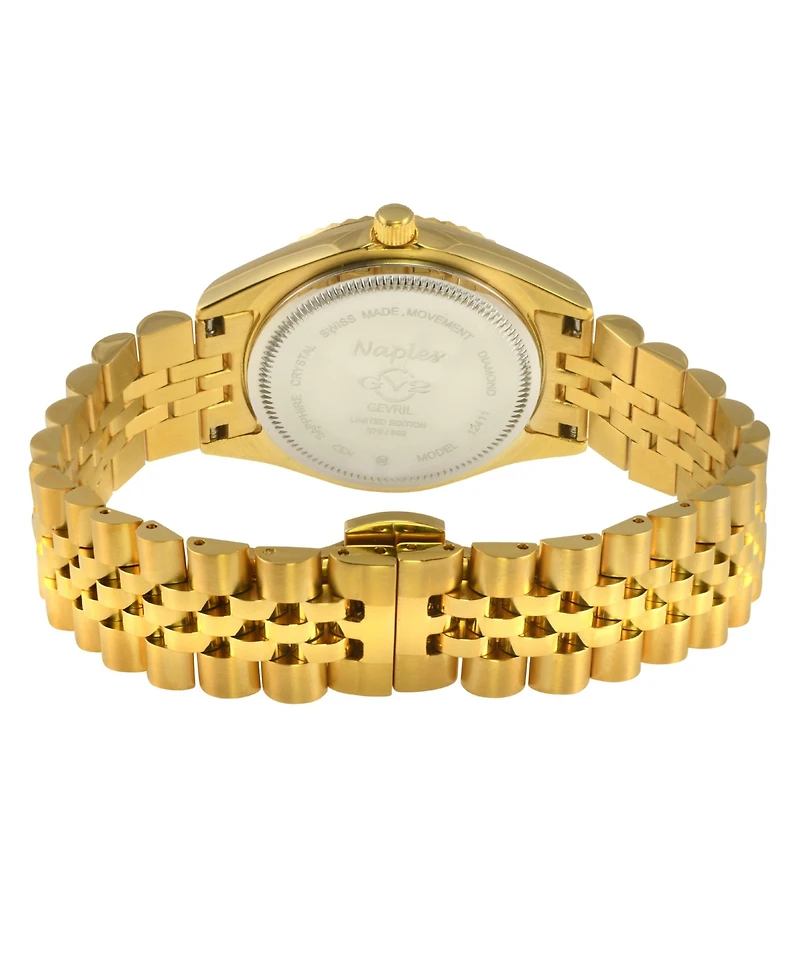 GV2 Women's Naples Swiss Quartz Ip Stainless Steel Bracelet Diamond Watch