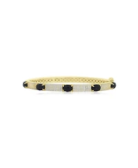 The Lovery Onyx Cz Pave Station Bangle 14K Gold-Plated Sterling Silver