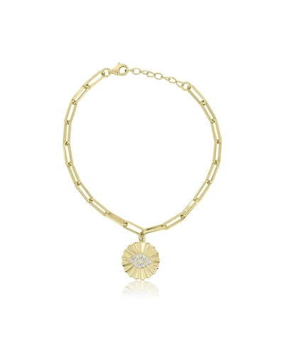 The Lovery Cz Evil Eye Paperclip Charm Bracelet 14K Gold Plated Sterling Silver