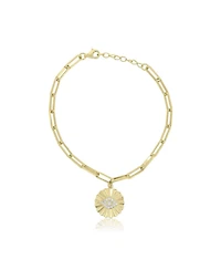 The Lovery Cz Evil Eye Paperclip Charm Bracelet 14K Gold Plated Sterling Silver