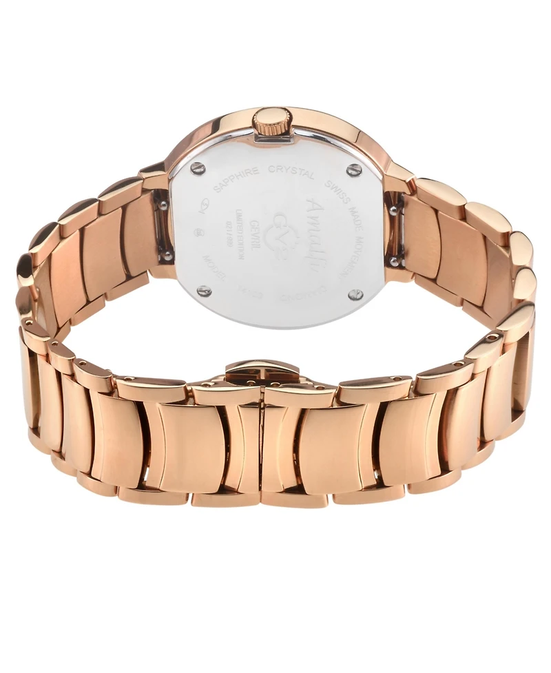 GV2 Women's Amalfi Swiss Quartz Ip Rose Stainless Steel Bracelet Diamond Watch