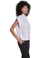 Karl Lagerfeld Paris Women's Studded Ruffled Button-Front Shirt