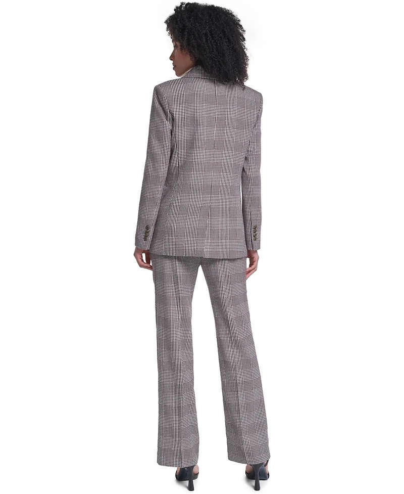 Karl Lagerfeld Paris Women's Woven Plaid Double-Breasted Jacket