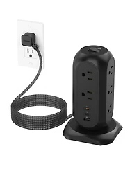 Tessan 14-in-1 Tower Power Strip, 11 Ac Outlets + 3 Usb Ports, 20W Usb-c, 1500J Surge Protection, 6 ft Cord for Home and Office