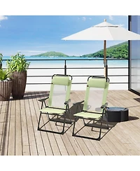ECHTPeak Folding Patio Chairs Set of 2, Adjustable Sling Back, Camping Chair with Removable Headrest for Garden, Backyard