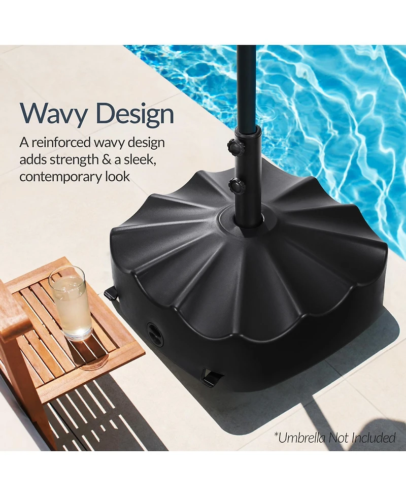 Best Choice Products 123lb Capacity Fillable Mobile Umbrella Base for Patio, Deck, 4 Wheels - Wavy Design