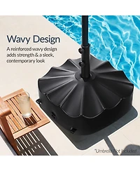 Best Choice Products 123lb Capacity Fillable Mobile Umbrella Base for Patio, Deck, 4 Wheels - Wavy Design