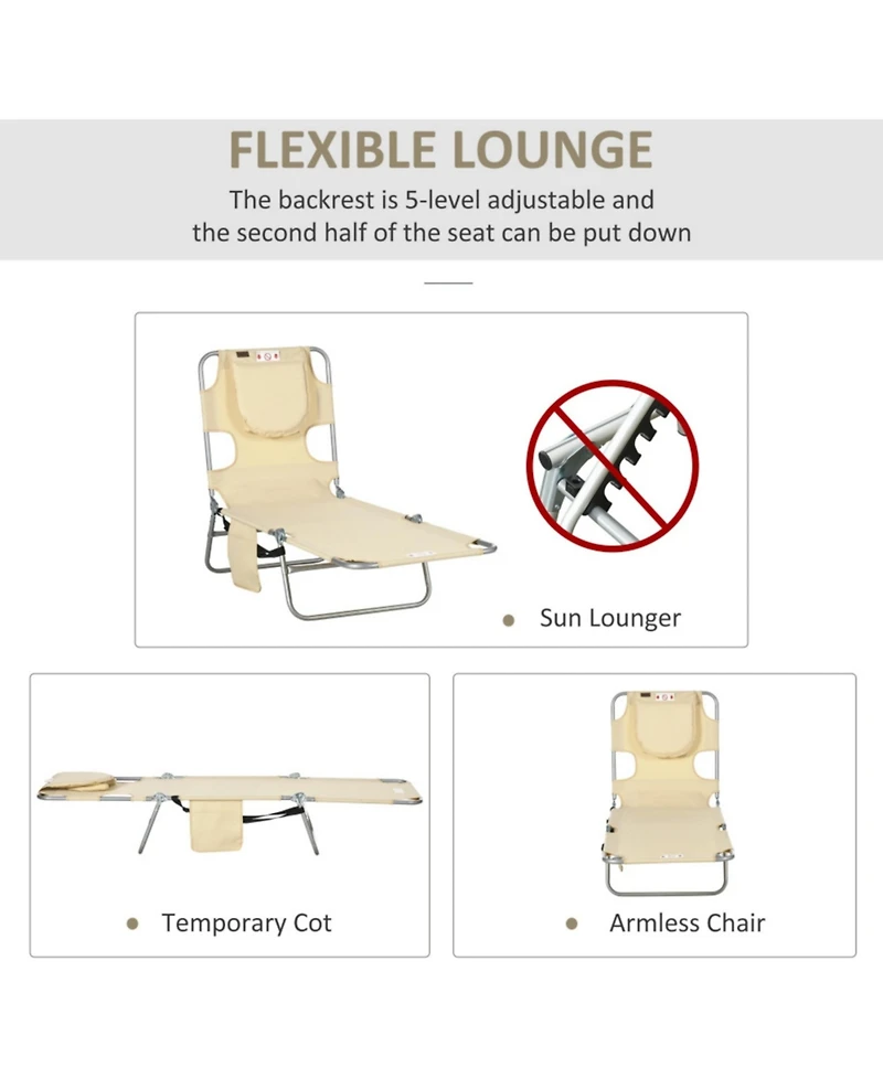 ECHTPeak Folding Chaise Lounge Pool Chair, Patio Sun Tanning Chair, Outdoor Lounge Chair with 4-Position Reclining Back, Breathable Mesh Seat
