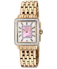 GV2 Women's Padova Gemstone Swiss Quartz Ip Rose Stainless Steel Bracelet Diamond Watch