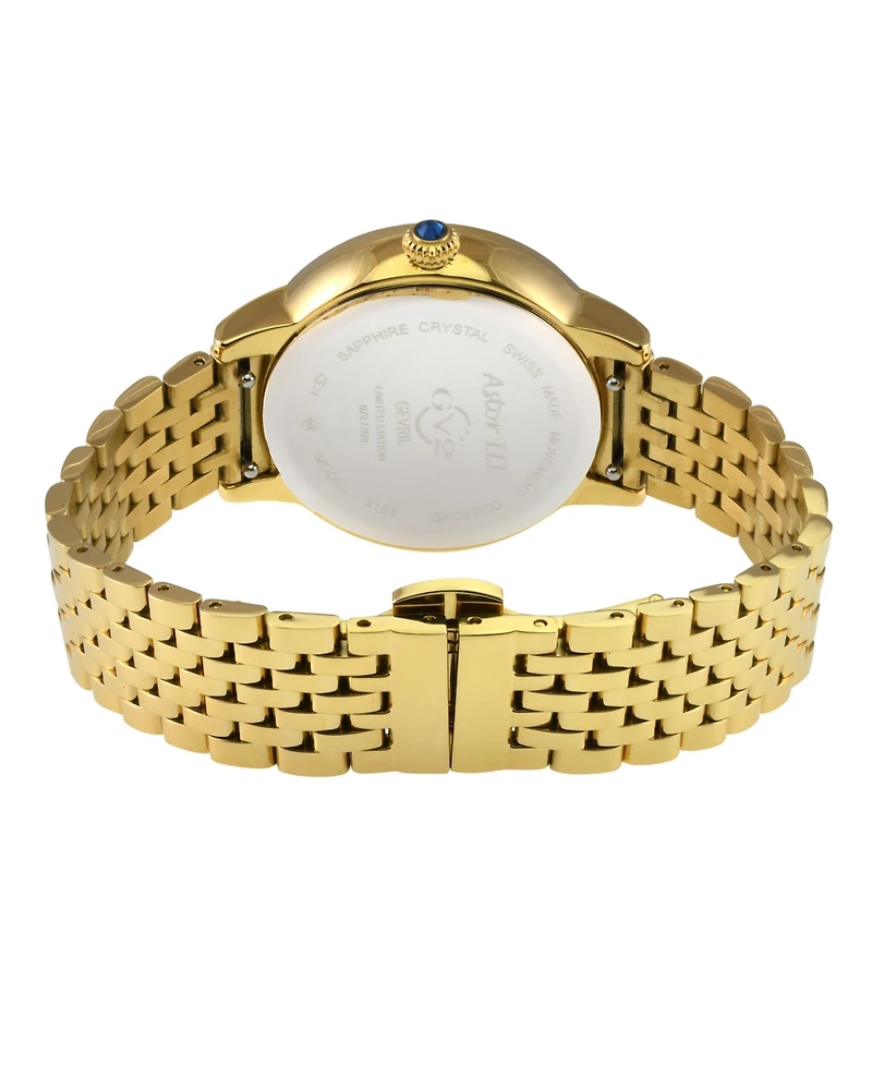 GV2 Women's Astor Iii Swiss Quartz Ip Gold Stainless Steel Bracelet Diamond Watch