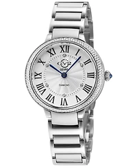 GV2 Women's Rome Brillante Swiss Quartz Silver Stainless Steel Bracelet Diamond Watch