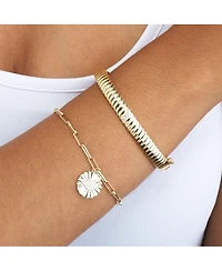 The Lovery Cz Accent Wave Bangle 14K Gold-Plated Sterling Silver