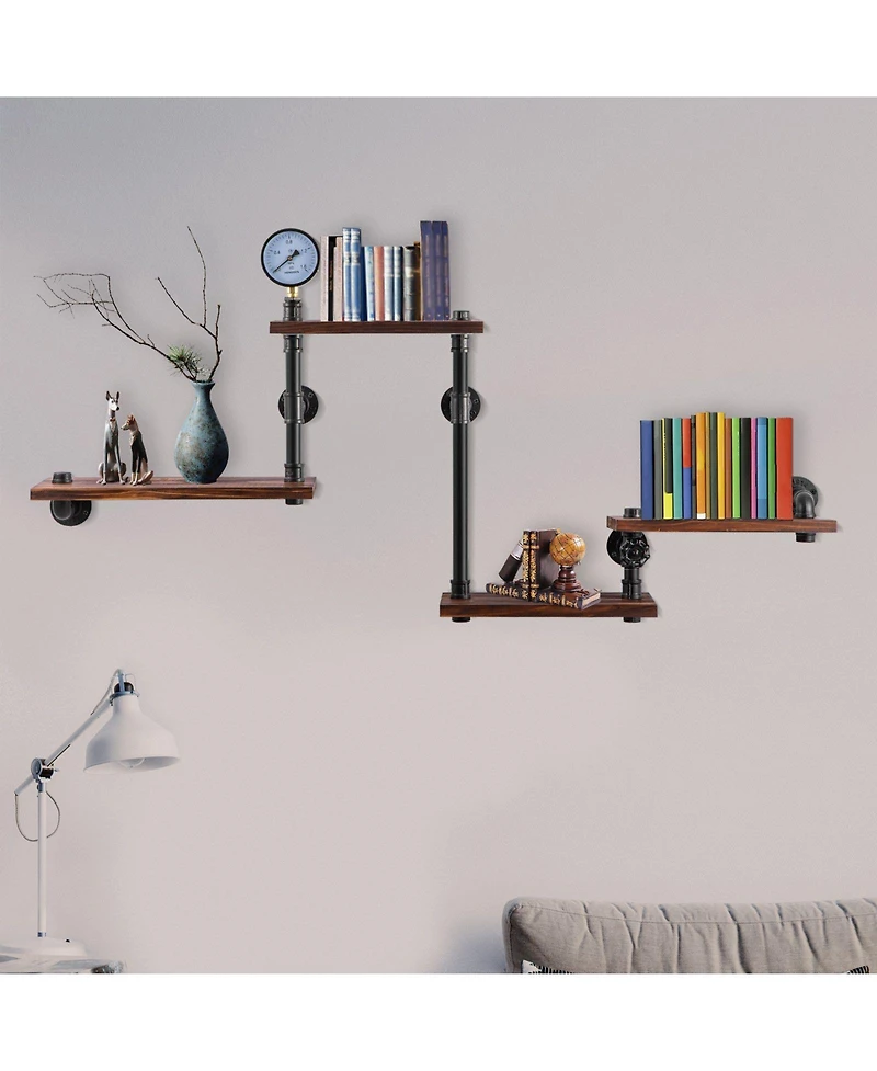 Slickblue Rustic Wall Mounted Pipe Shelves for Kitchen and Bathroom