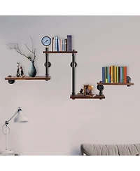 Slickblue Rustic Wall Mounted Pipe Shelves for Kitchen and Bathroom