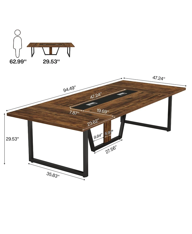 Tribesigns 8 Feet Conference Table, Large Meeting Podcast Table for 10