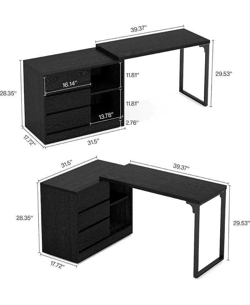 Tribesigns L-Shaped Computer Desk with Drawers and Shelves