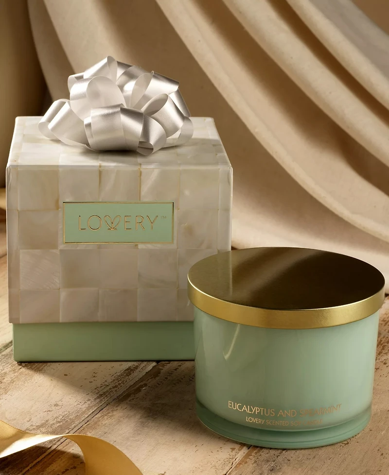 Lovery Eucalyptus and Spearmint Home Candle Gift Set and Wax Trimmer, 2-Pisces. Soy Candles