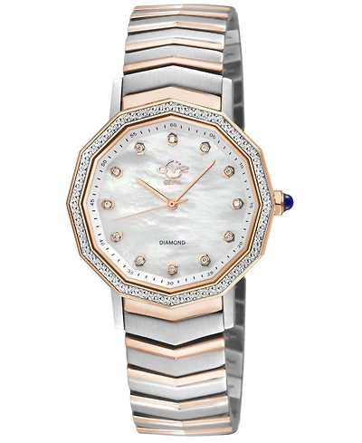GV2 by Gevril Women's Spello Ii Swiss Quartz Two toned Ss Iprg Stainless Steel Bracelet Diamond Watch