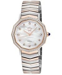 GV2 by Gevril Women's Spello Ii Swiss Quartz Two toned Ss Iprg Stainless Steel Bracelet Diamond Watch