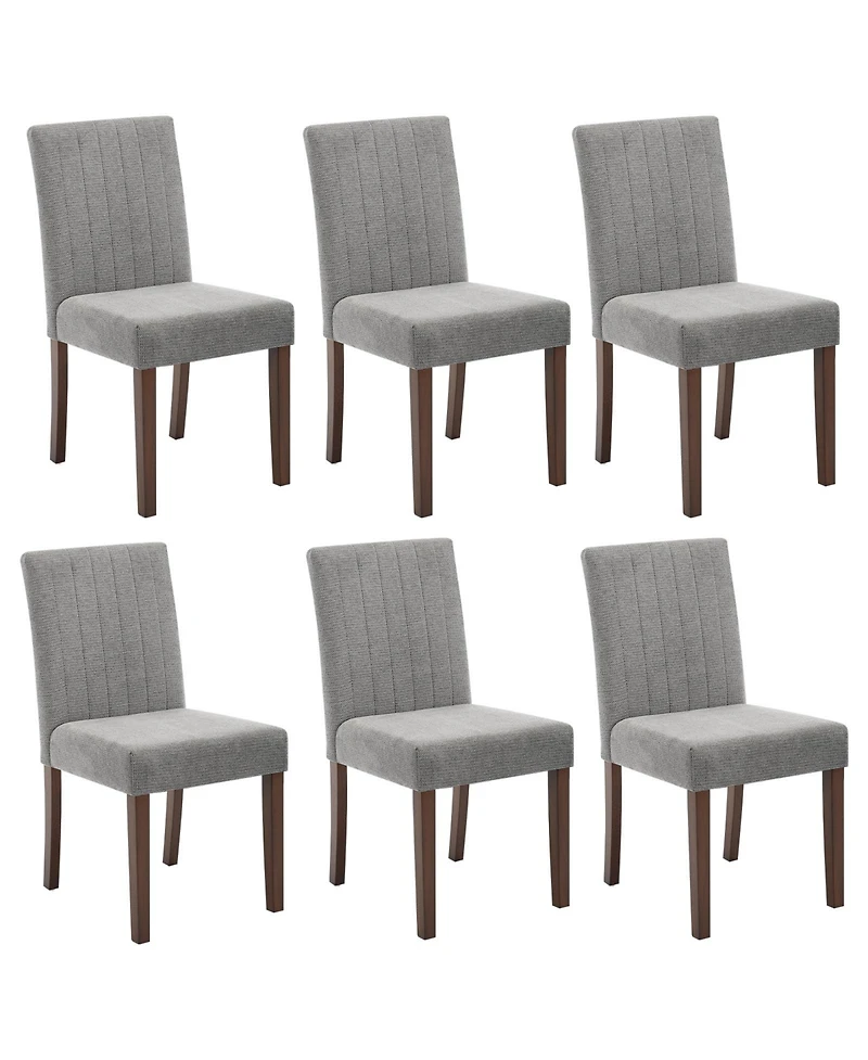 homfan Set of 2 Linen Dining Chairs - Soft Upholstered Parsons plus Sturdy Wood Legs Vertical Stripes for Kitchen, Room, Cafe