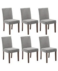 homfan Set of 2 Linen Dining Chairs - Soft Upholstered Parsons plus Sturdy Wood Legs Vertical Stripes for Kitchen, Room, Cafe
