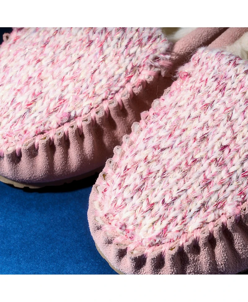 Minnetonka Women's Cosi Venetian Suede Sparkle Knit Slippers