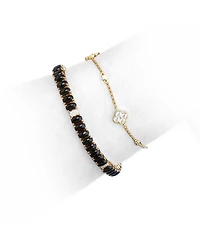 The Lovery Cz Clover Trio Bracelet 14K Gold Plated Sterling Silver