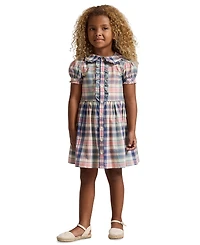 Polo Ralph Lauren Girls' 2T-6X Plaid Short-Sleeve Shirt Dress