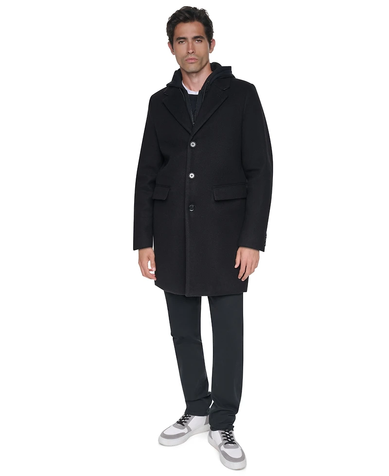 Dkny Men's Topcoat with Hood Jacket