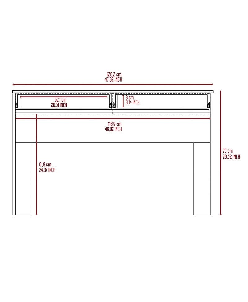 Fm Furniture Oslo Computer Desk with Two Drawers and Storage