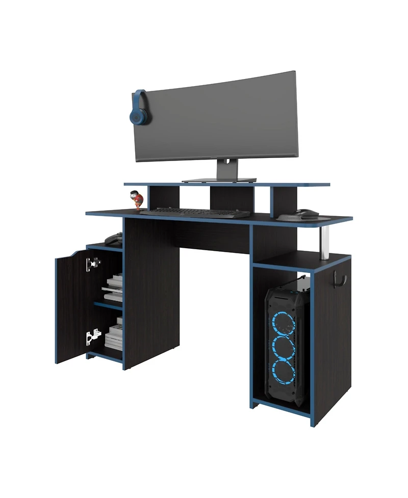 Fm Furniture Lol Minimalist Gaming Desk with Elevated Monitor Shelf, Accents