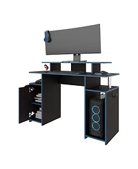 Fm Furniture Lol Minimalist Gaming Desk with Elevated Monitor Shelf, Accents