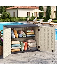Gymax 20 Cu.Ft Large Outdoor Storage Cabinet w/ Adjustable Shelf and Lockable Doors