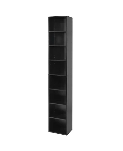 Sugift 8-Tier Narrow Bookshelf with 4 Adjustable Shelves and Storage Cubes