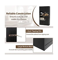 Sugift 71 Inch Tall Kitchen Pantry Storage Cabinet with Charging Station and Microwave Stand
