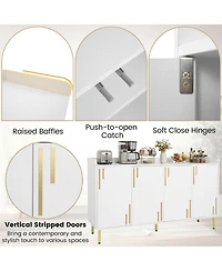 Sugift 55 in Buffet Cabinet Credenza with 4 Doors and 5 Metal Legs