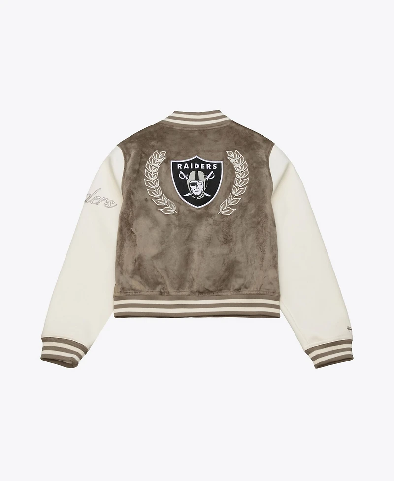 Mitchell & Ness Women's Tan Oakland Raiders Full-Snap Varsity Jacket
