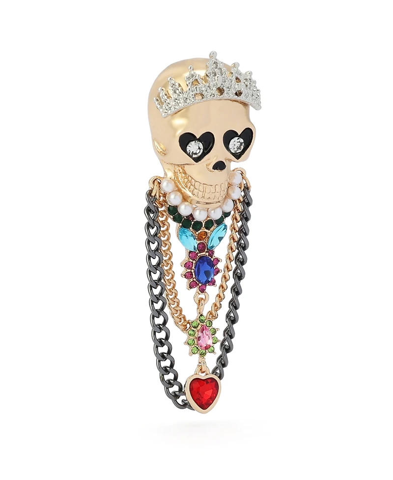 Betsey Johnson Faux-Stone Queen Skull Brooch