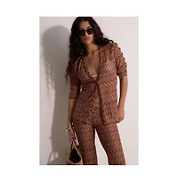 Gottex Beach Life Women's Desert Mirage Victoria Zig-Zag Crochet V-Neck Cardigan